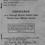 Front cover of my National Service Discharge papers , a small book signifying my honorable discharge. Although issued to me at Stanley Barracks, it was the Woolwich Depot where I used them to transition out of National Service in the Royal Artillery and in to civilian life.