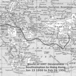 The Devonshire sailed southward into the Atlantic Ocean eastward past Gibraltar and through the Mediterranean to Port Said (to the east of Cairo), southward down the Red Sea to Aden, again eastward across the vast Indian Ocean to Colombo, on to Singapore and finally northward to Hong Kong.