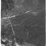 View from rear of OP back to Crest Hill. A jeep trail led to the track at the bottom, but from there all supplies and provisions had to be man packed up the rough path that can be seen cutting across the side of the hill. We clambered up these kinds of hills on survey duties, hard work.