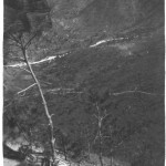 View from rear of OP back to Crest Hill. A jeep trail led to the track at the bottom, but from there all supplies and provisions had to be man packed up the rough path that can be seen cutting across the side of the hill. We clambered up these kinds of hills on survey duties, hard work.