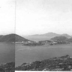 Stanley Barracks occupied the whole peninsula. Our barrack block was about the center. Below and to the right is Stanley Village, further right the civil prison and on the horizon the Communist occupied Lamma Islands.
